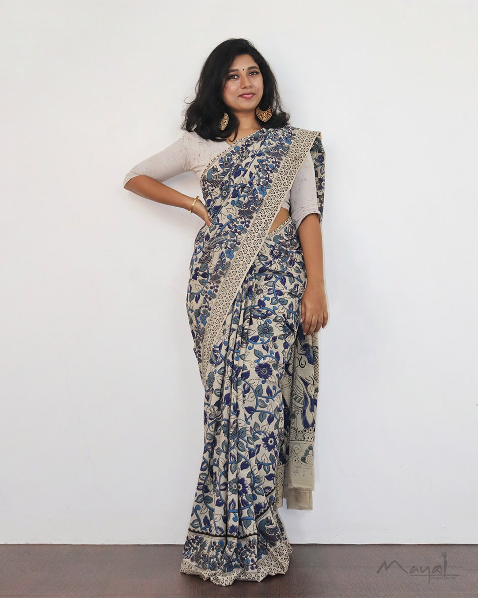 Blue Kalamkari Saree SA009