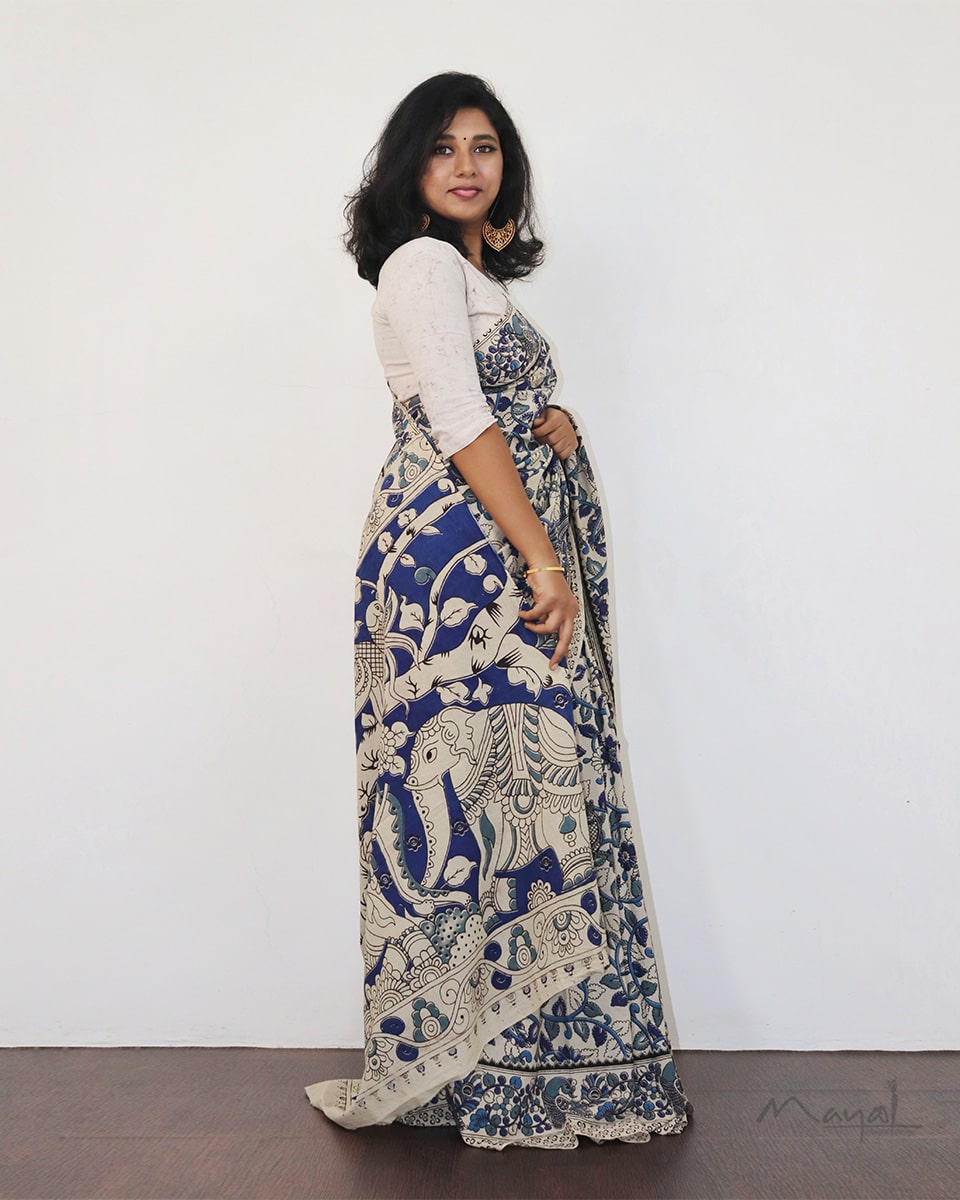 Blue Kalamkari Saree SA009