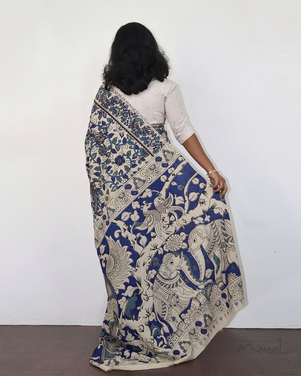 Blue Kalamkari Saree SA009