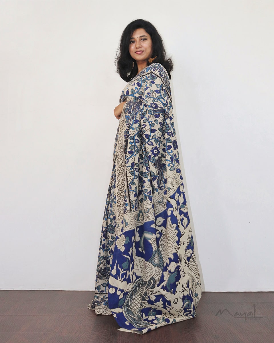 Blue Kalamkari Saree SA009
