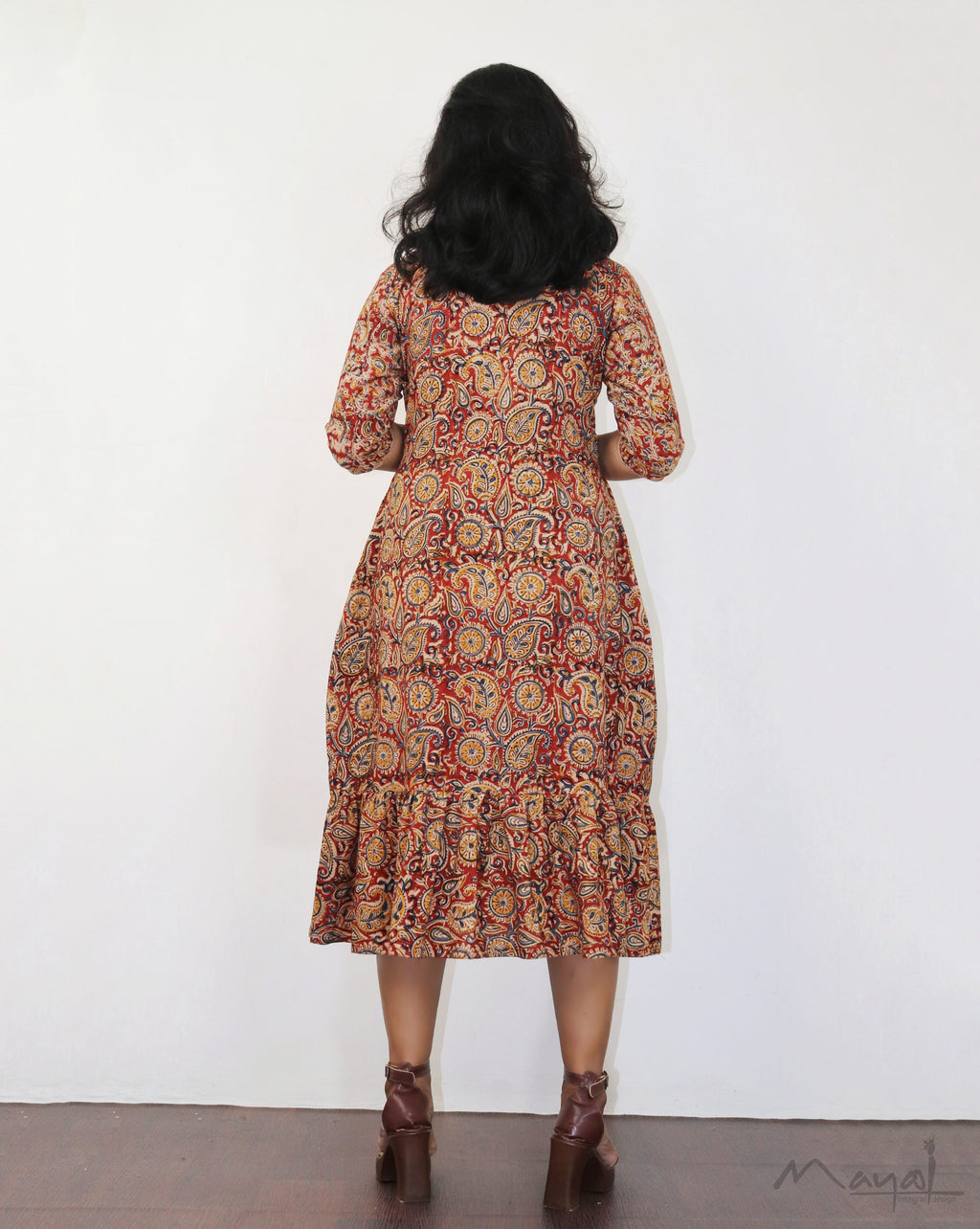 Red Kalamkari A-Line Dresses
