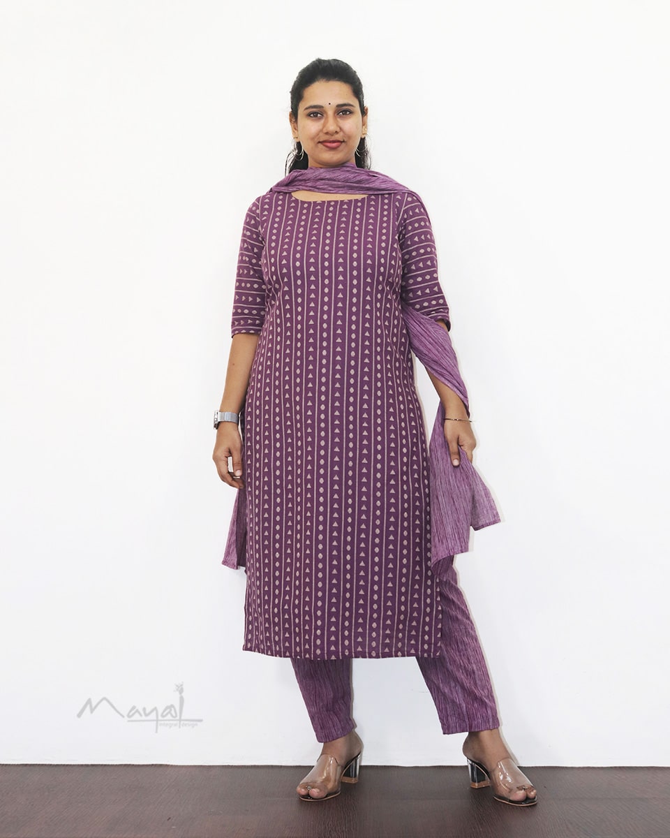 Lavender Jacquard Cotton Kurta
