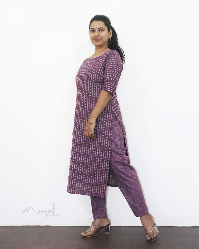 Lavender Jacquard Cotton Kurta