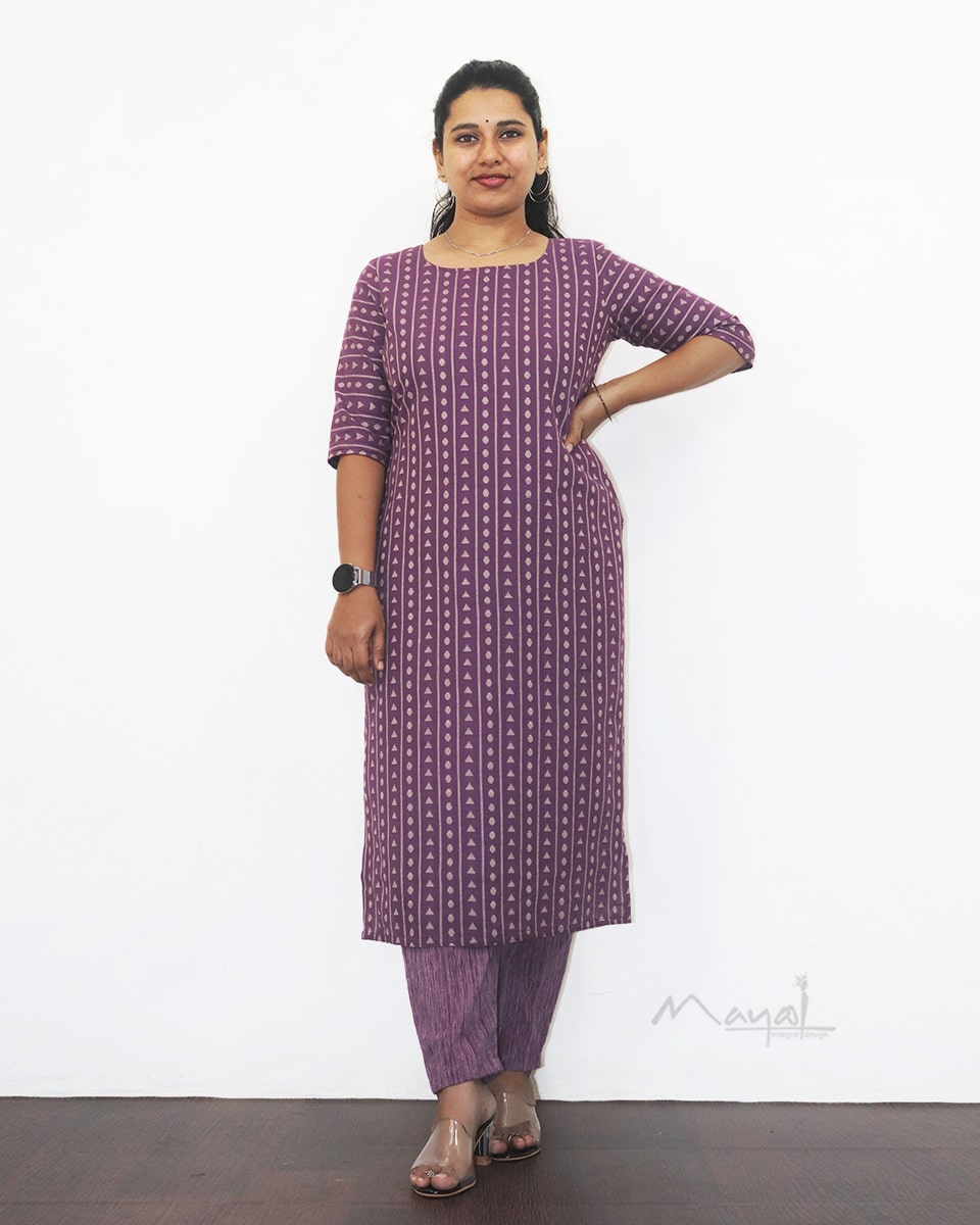 Lavender Jacquard Cotton Kurta