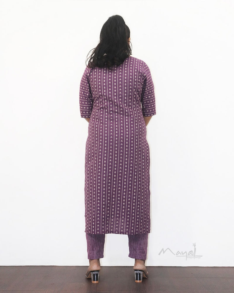 Lavender Jacquard Cotton Kurta