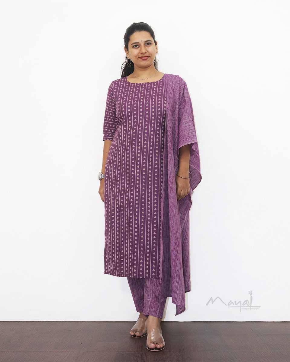 Lavender Jacquard Cotton Kurta