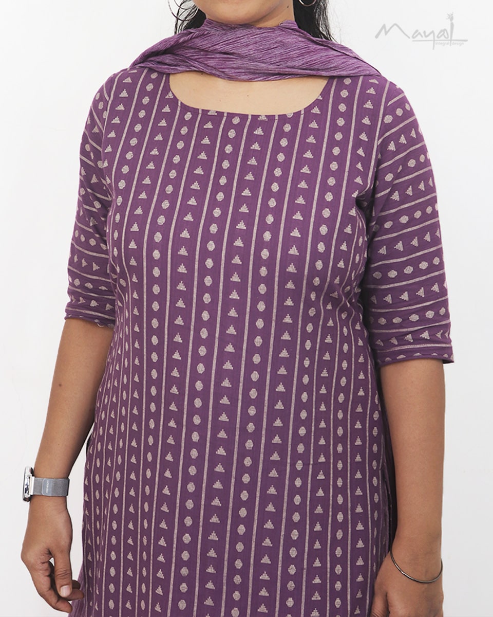 Lavender Jacquard Cotton Kurta