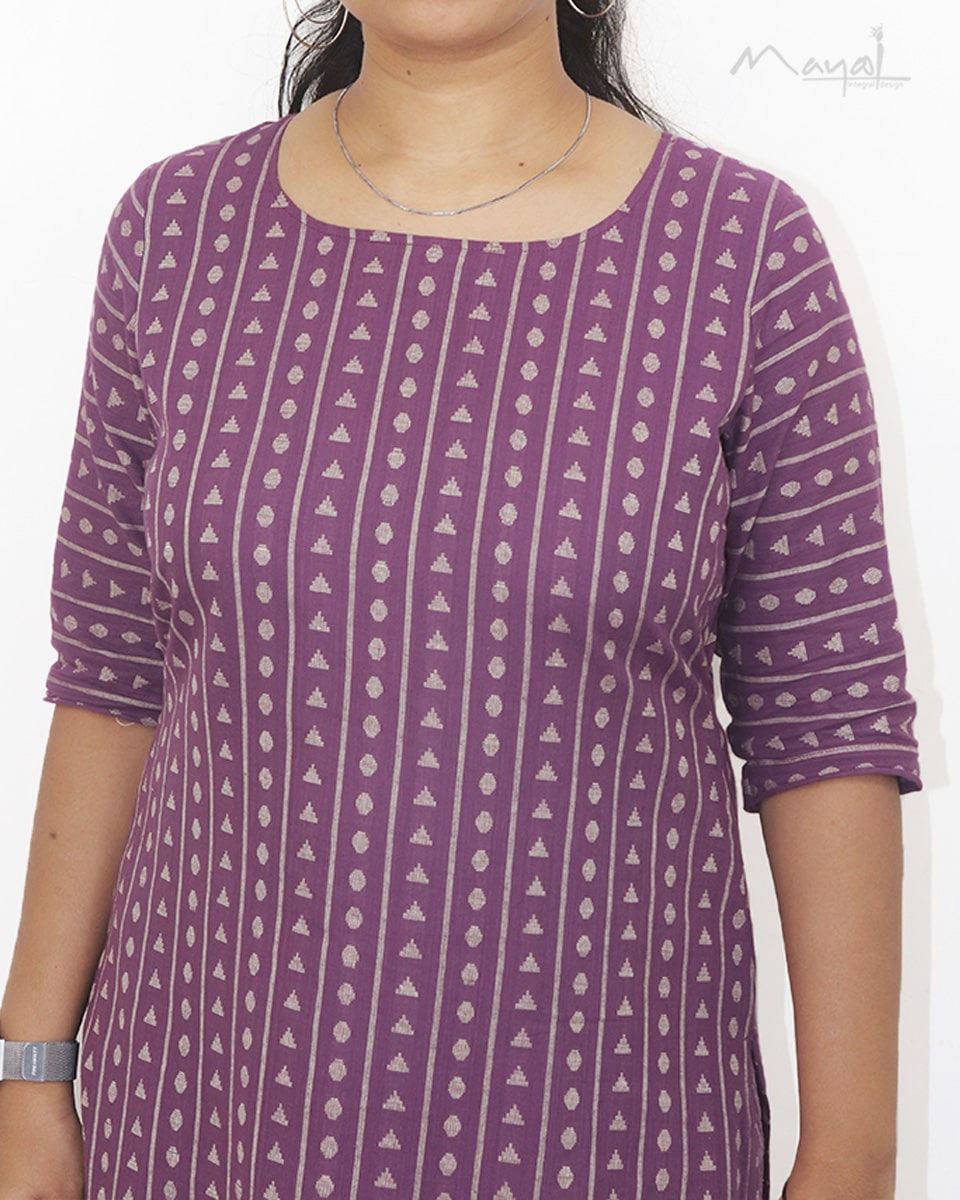 Lavender Jacquard Cotton Kurta