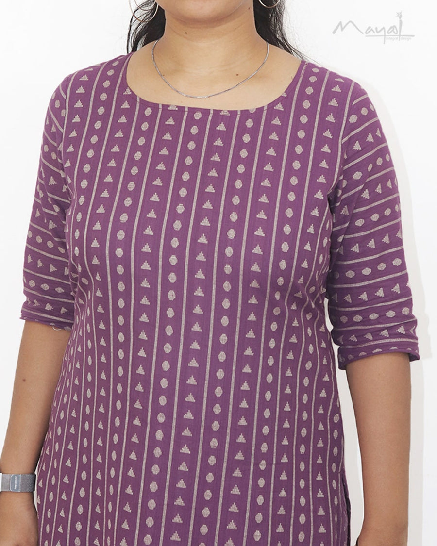 Lavender Jacquard Cotton Kurta