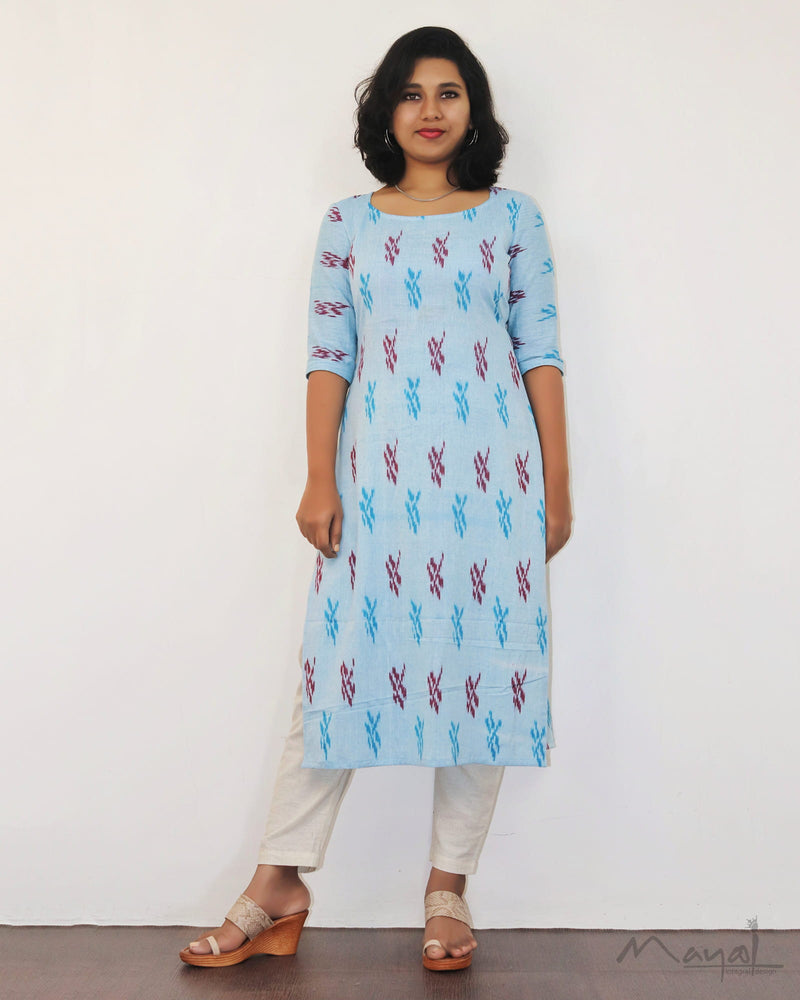 Light Blue Ikat Kurta
