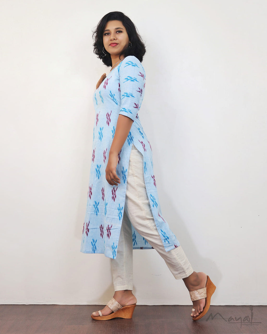 Light Blue Ikat Kurta