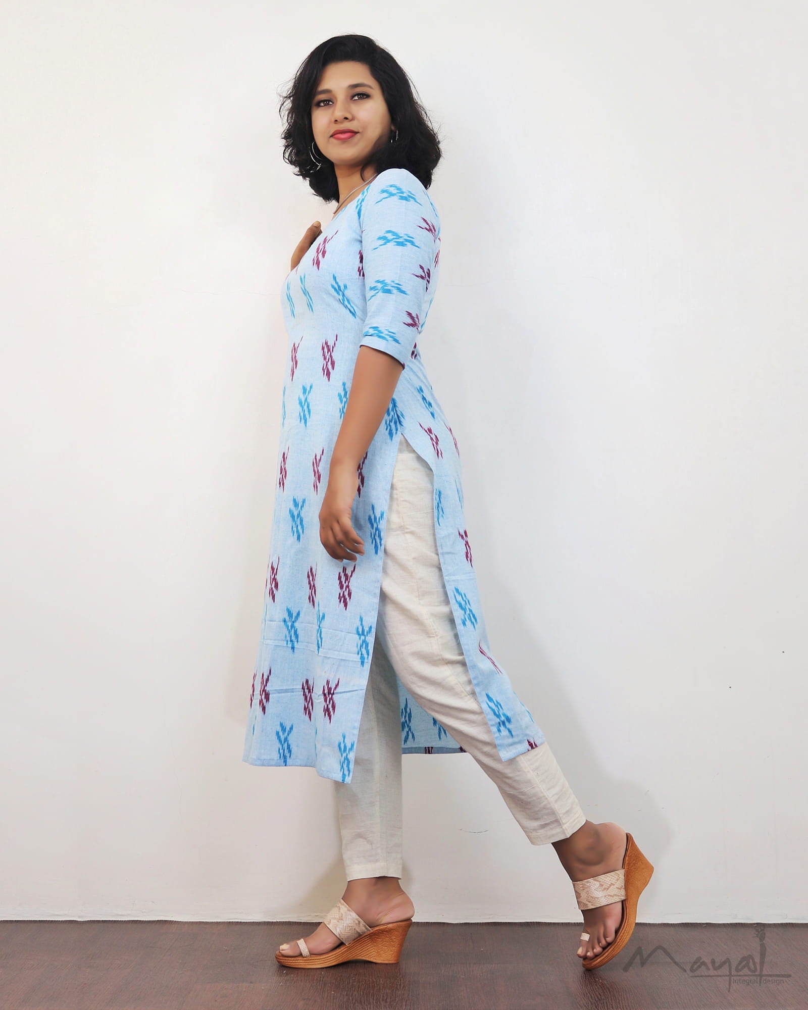 Light Blue Ikat Kurta