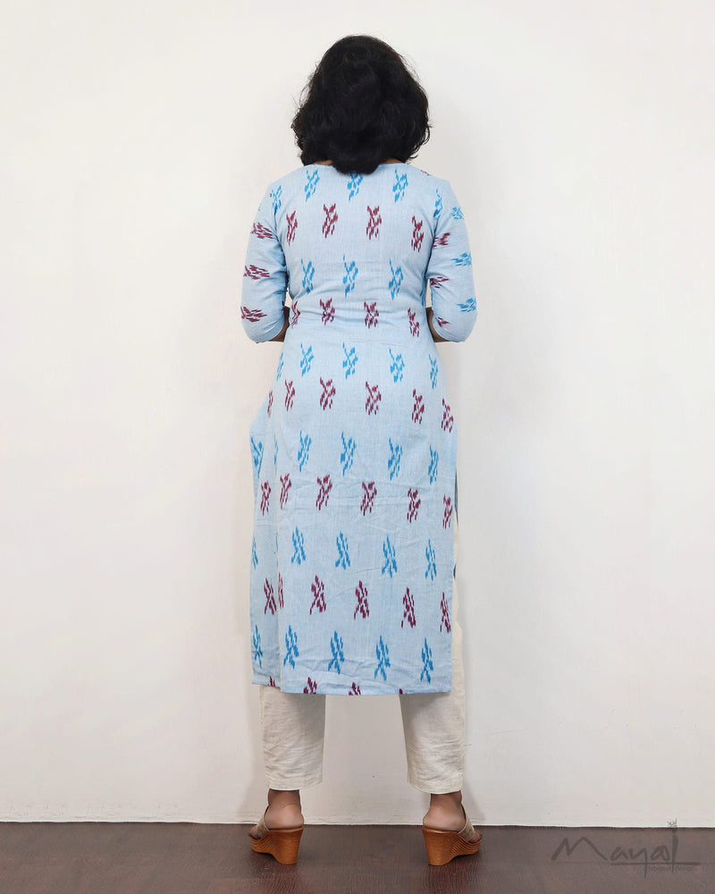 Light Blue Ikat Kurta