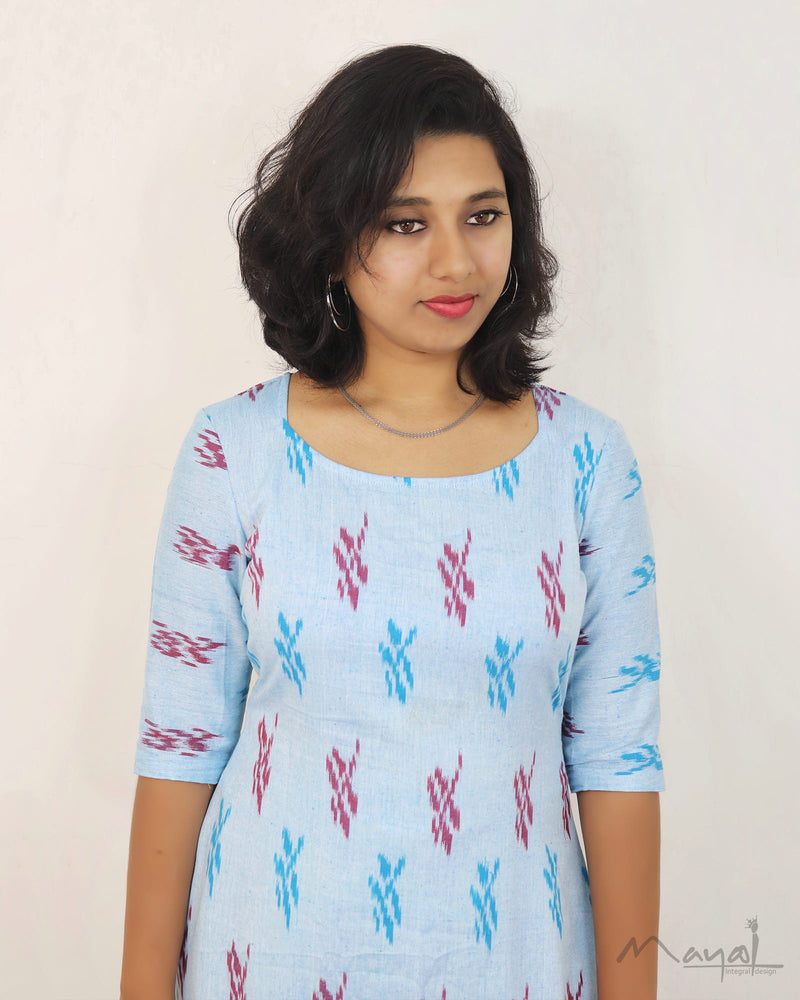 Light Blue Ikat Kurta