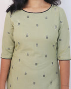 Lily Green Self Design Jacquard Cotton Kurta & Dupatta