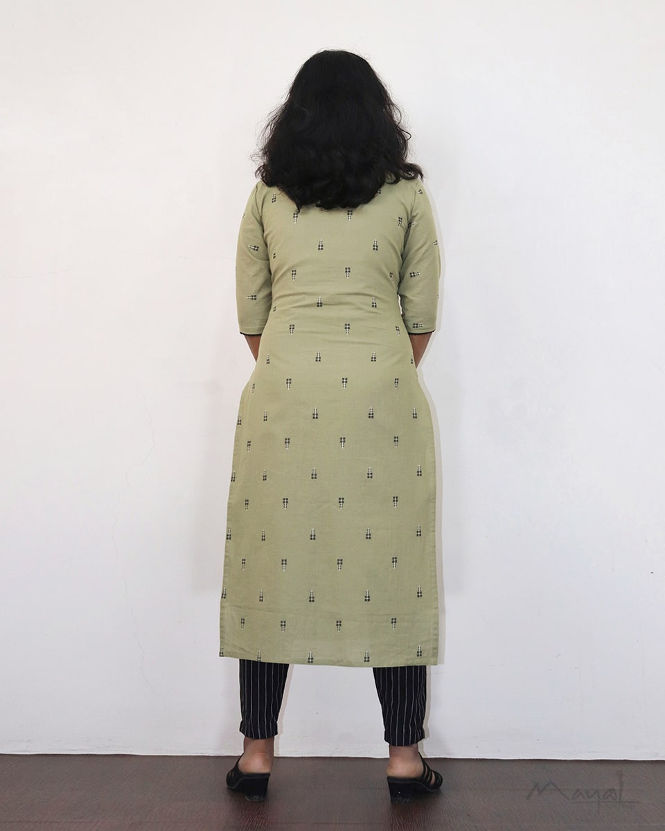 Lily Green Self Design Jacquard Cotton Kurta & Dupatta
