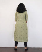 Lily Green Self Design Jacquard Cotton Kurta & Dupatta