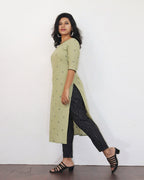 Lily Green Self Design Jacquard Cotton Kurta & Dupatta