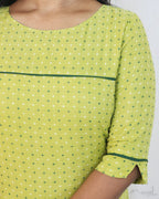 Limeade Green Self Design Jacquard Cotton Kurta