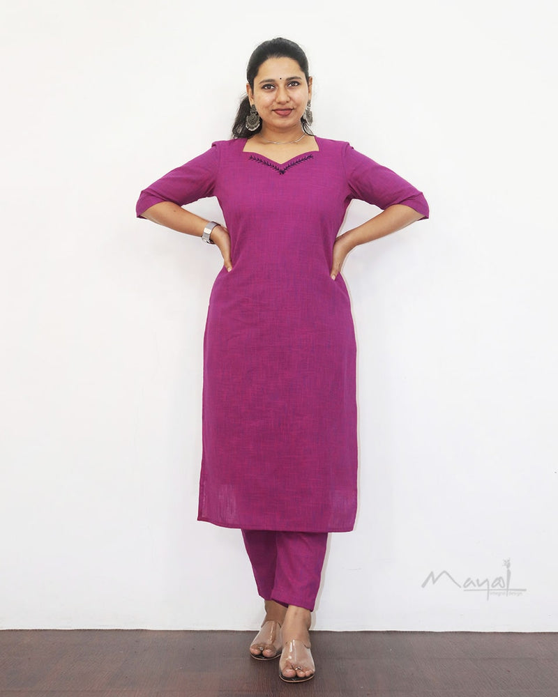 Fuchsia Pink Cotton Kurta