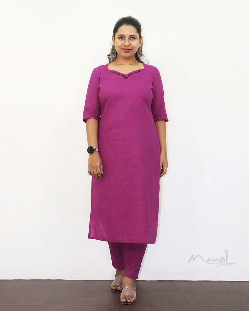 Fuchsia Pink Cotton Kurta