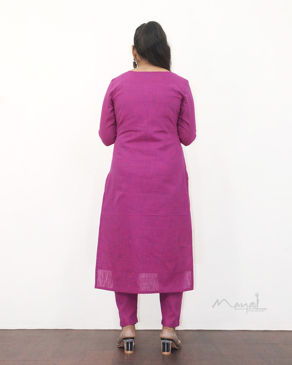 Fuchsia Pink Cotton Kurta