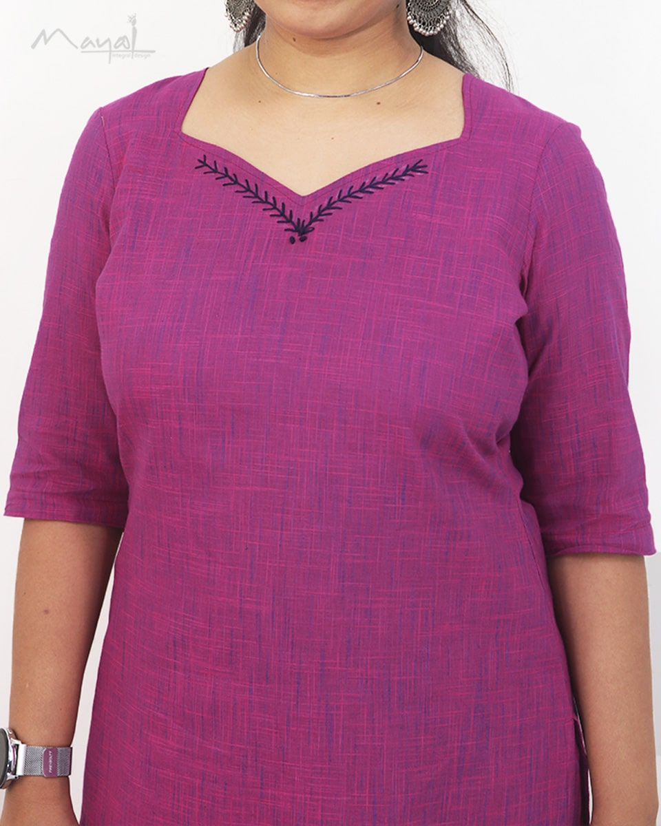 Fuchsia Pink Cotton Kurta