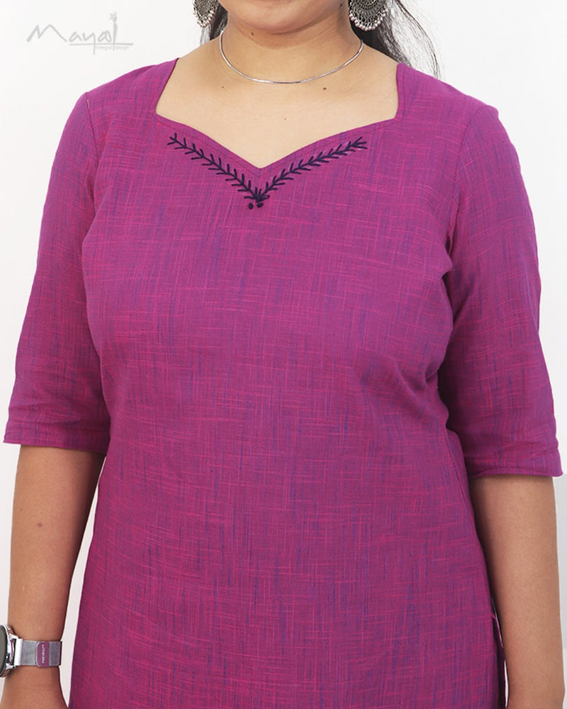 Fuchsia Pink Cotton Kurta