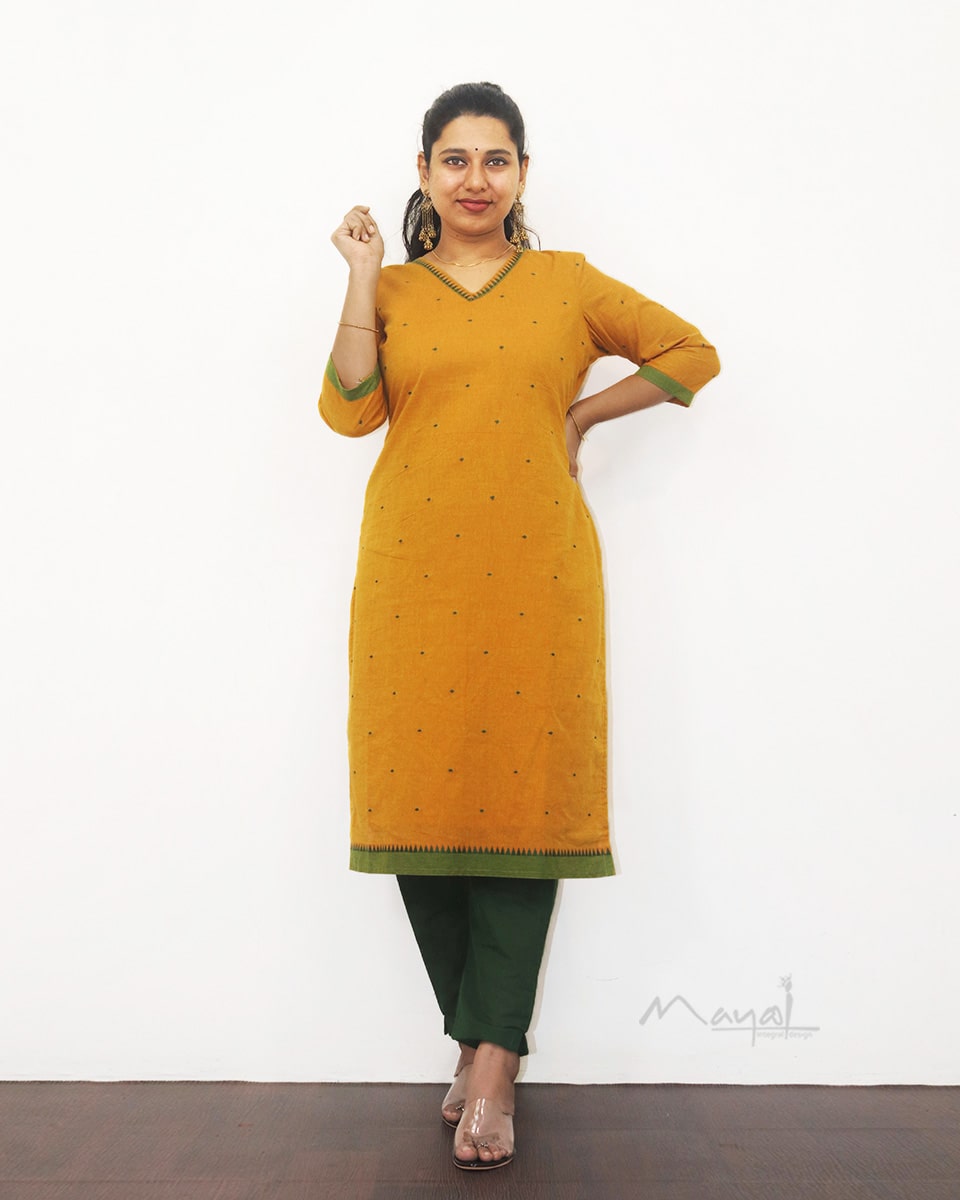 Mango Yellow Cotton Kurta