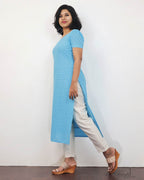 Maya Blue Cotton Hakoba Kurta