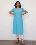 Maya Blue Cotton Hakoba Kurta