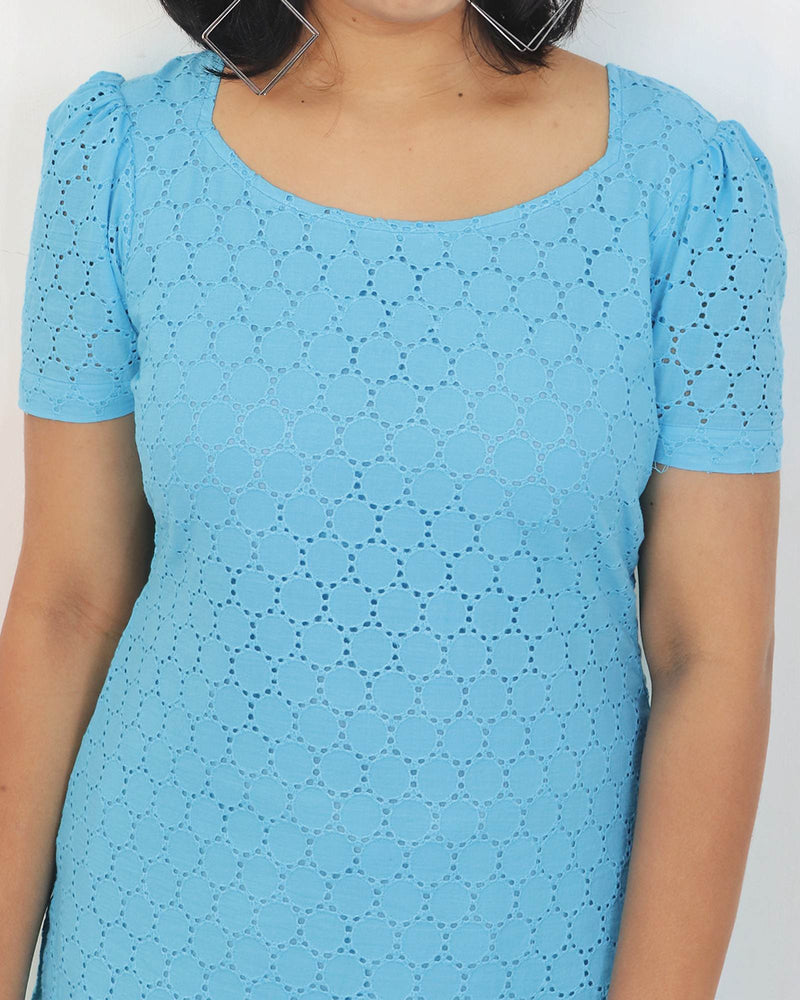 Maya Blue Cotton Hakoba Kurta