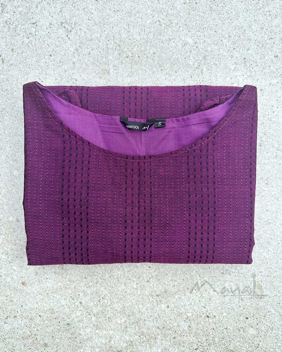 Midnight Purple Jacquard Stripe Cotton Kurta