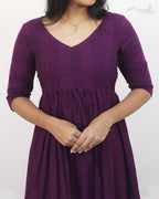 Midnight Purple Jacquard Two Tier Cotton Dresses