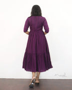 Midnight Purple Jacquard Two Tier Cotton Dresses