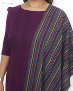 Midnight Purple Jacquard Stripe Cotton Kurta