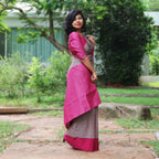 Mink Pink Cotton Patchwork Saree