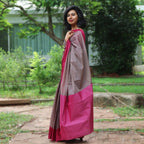 Mink Pink Cotton Patchwork Saree