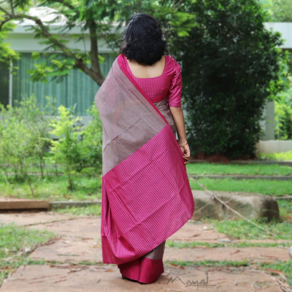 Mink Pink Cotton Patchwork Saree