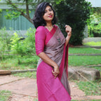 Mink Pink Cotton Patchwork Saree