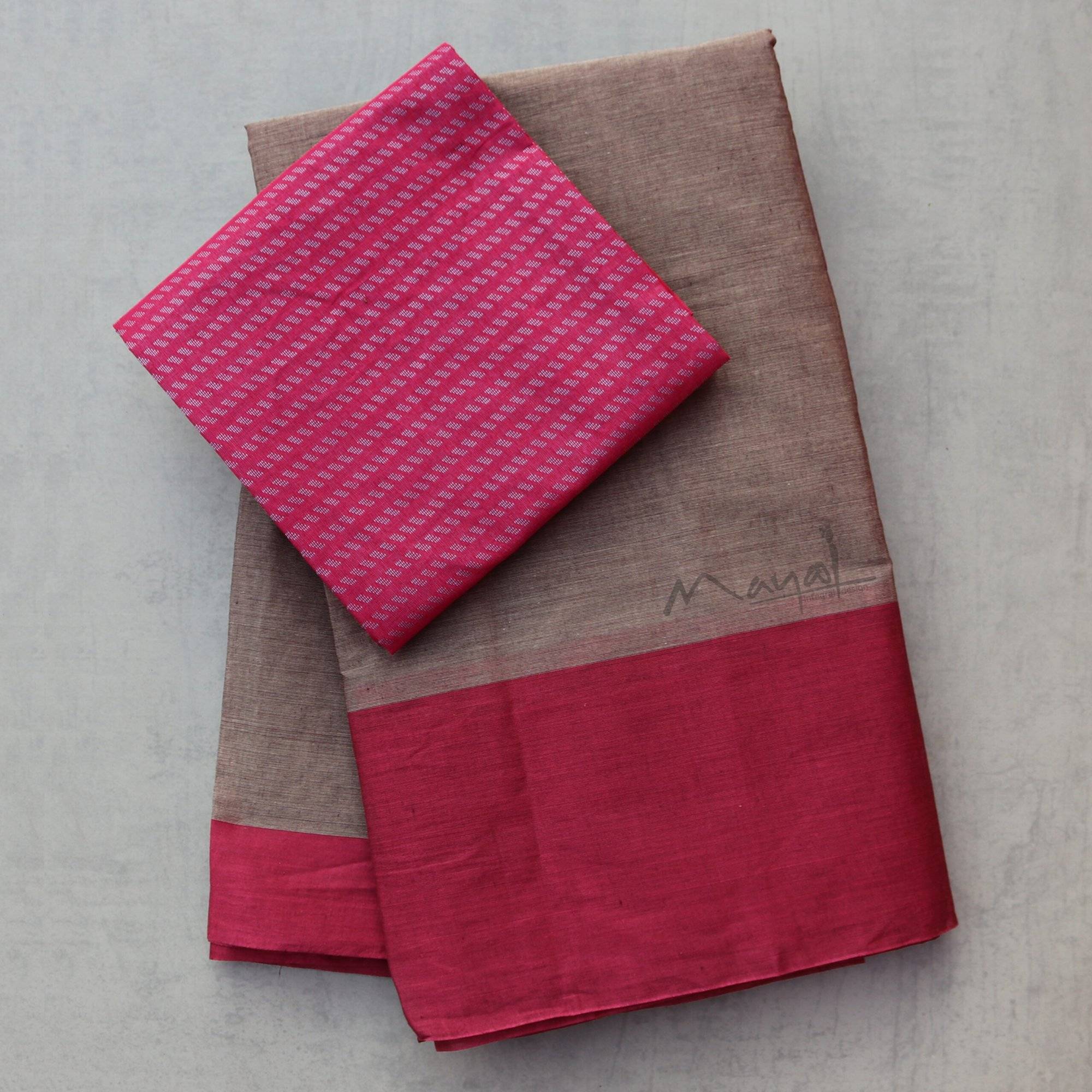 Mink Pink Cotton Patchwork Saree
