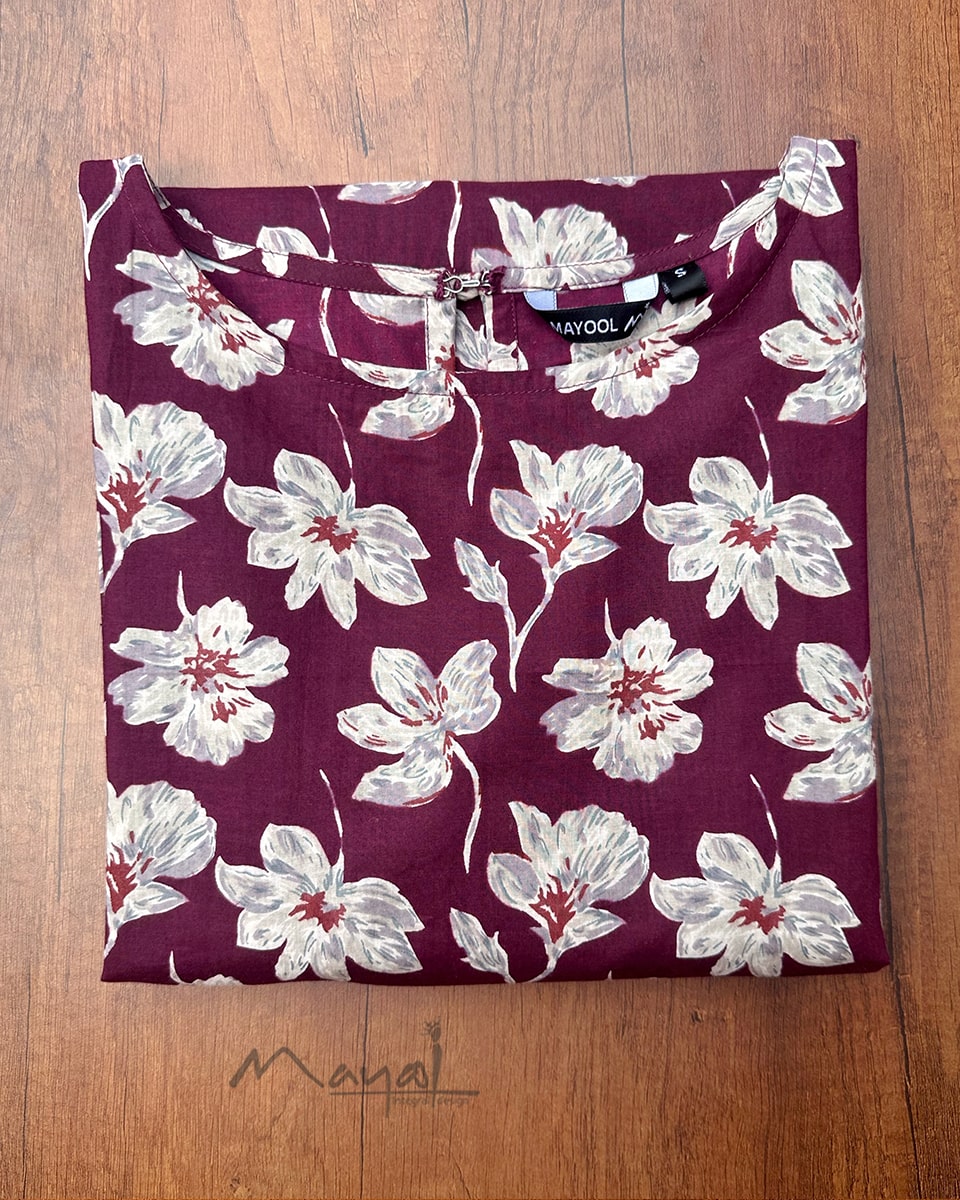 Mulberry Purple Floral Printed Kurta