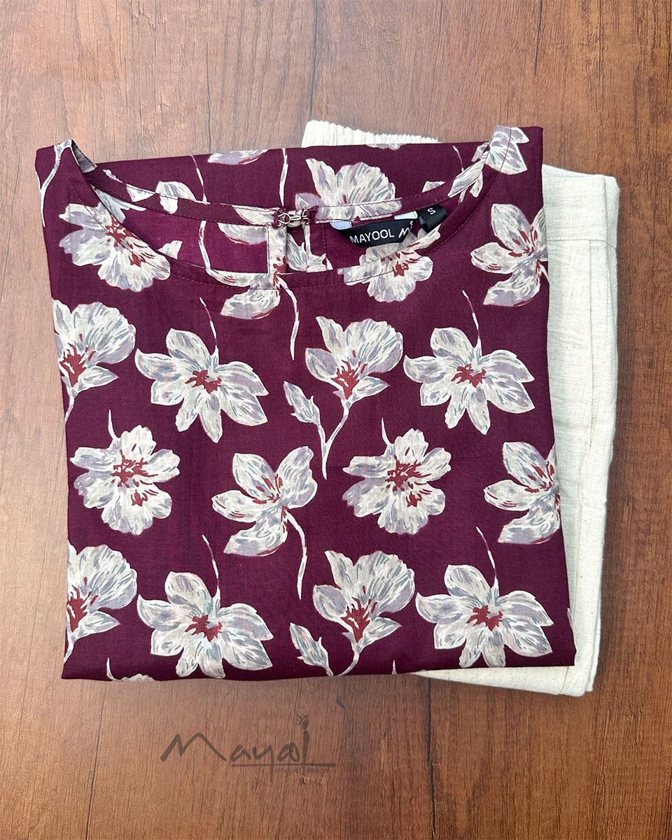 Mulberry Purple Floral Printed Kurta
