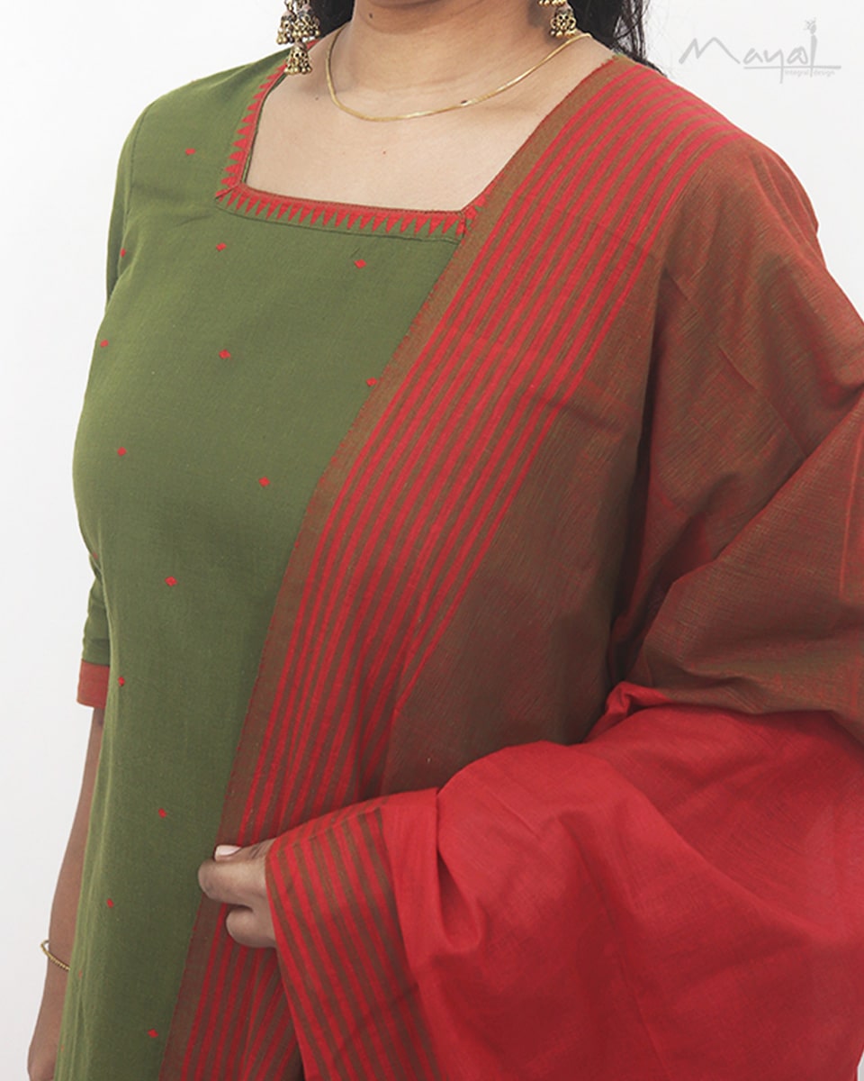 Olive Green Cotton Kurta