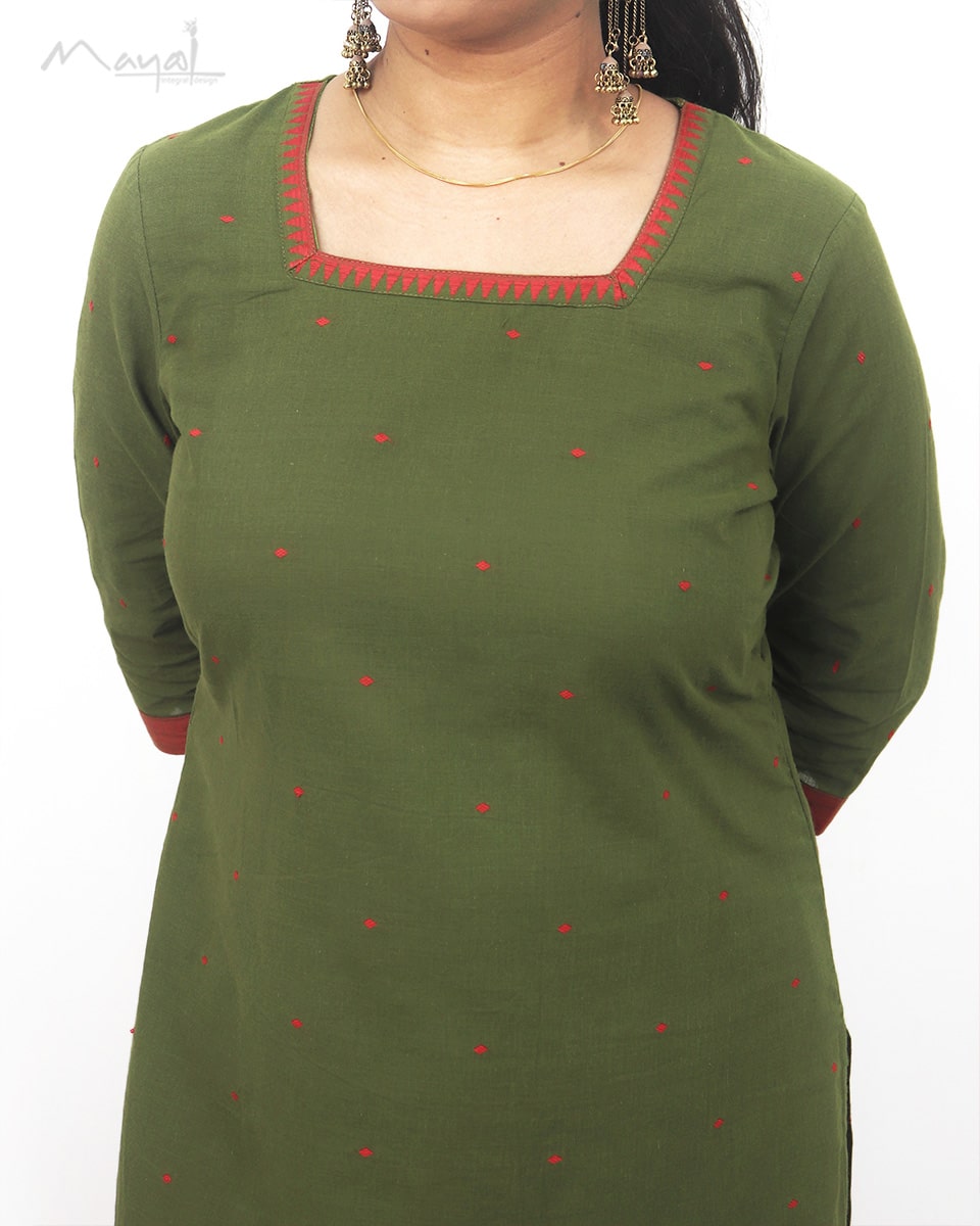 Olive Green Cotton Kurta