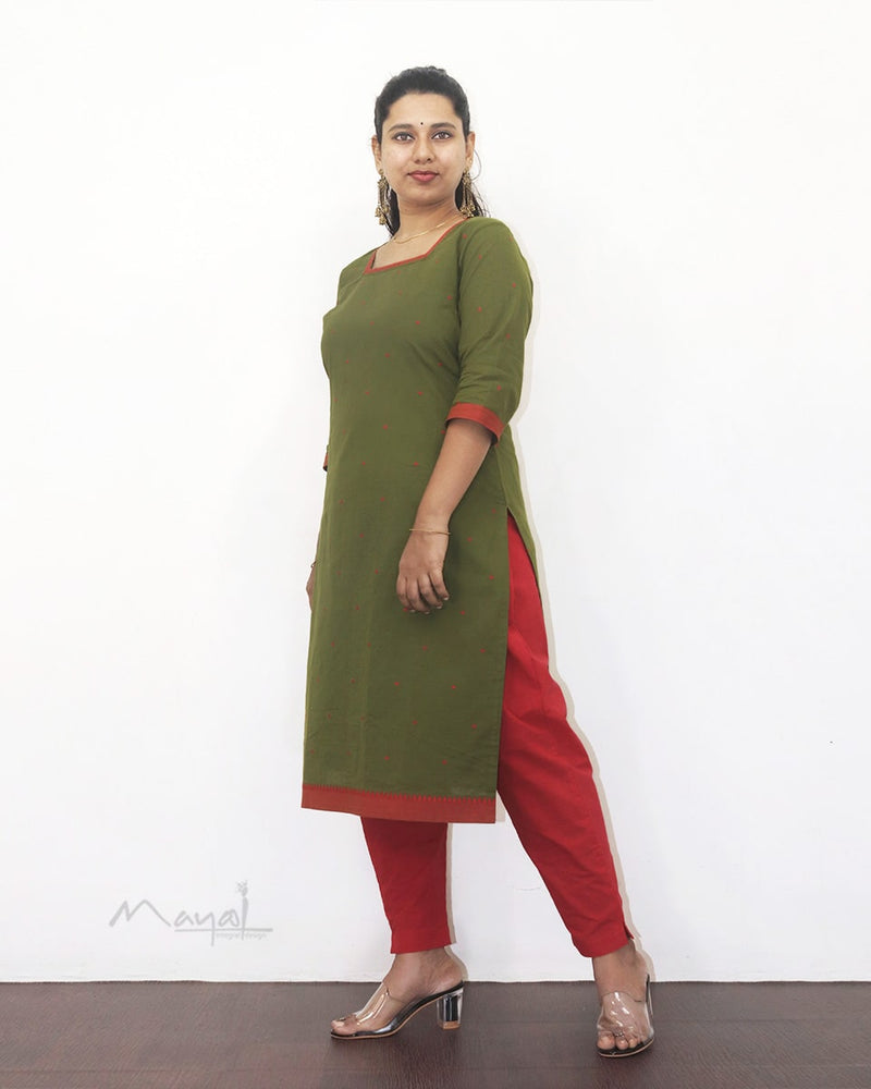 Olive Green Cotton Kurta