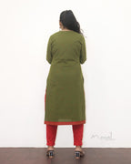 Olive Green Cotton Kurta