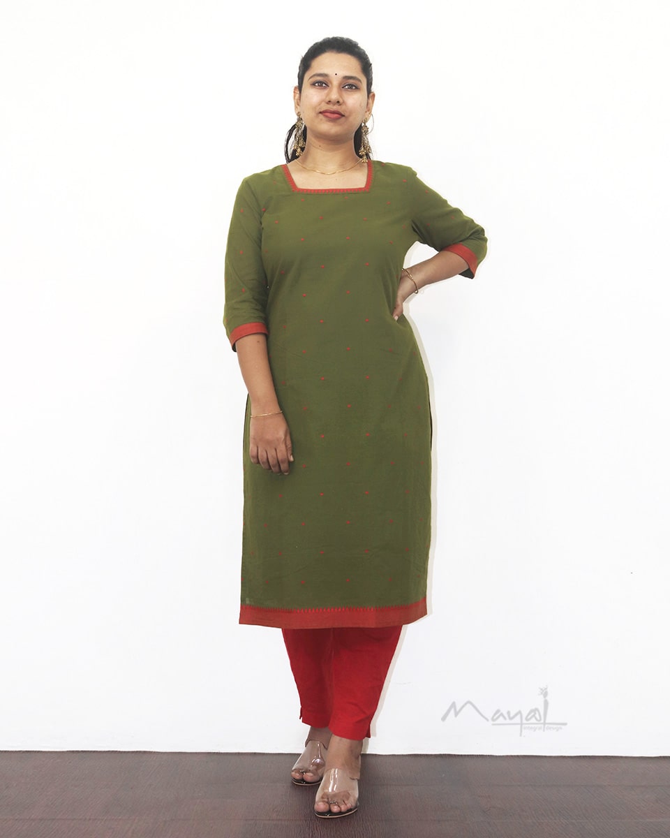 Olive Green Cotton Kurta