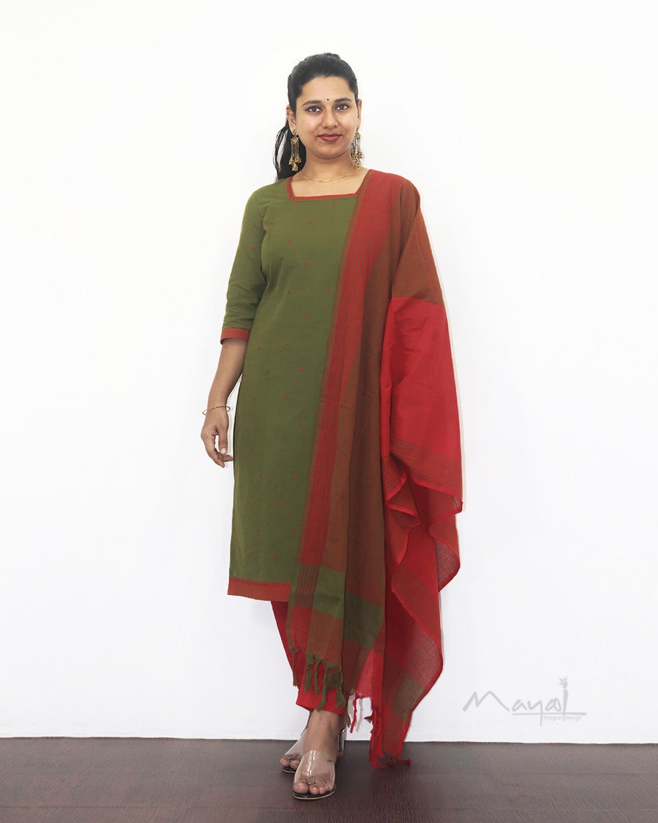 Olive Green Cotton Kurta