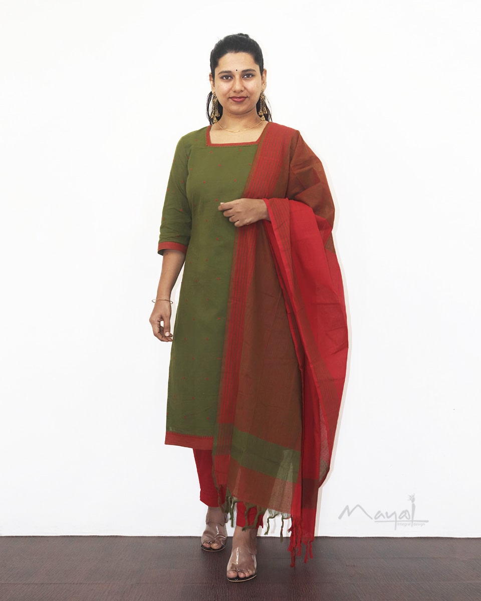 Olive Green Cotton Kurta